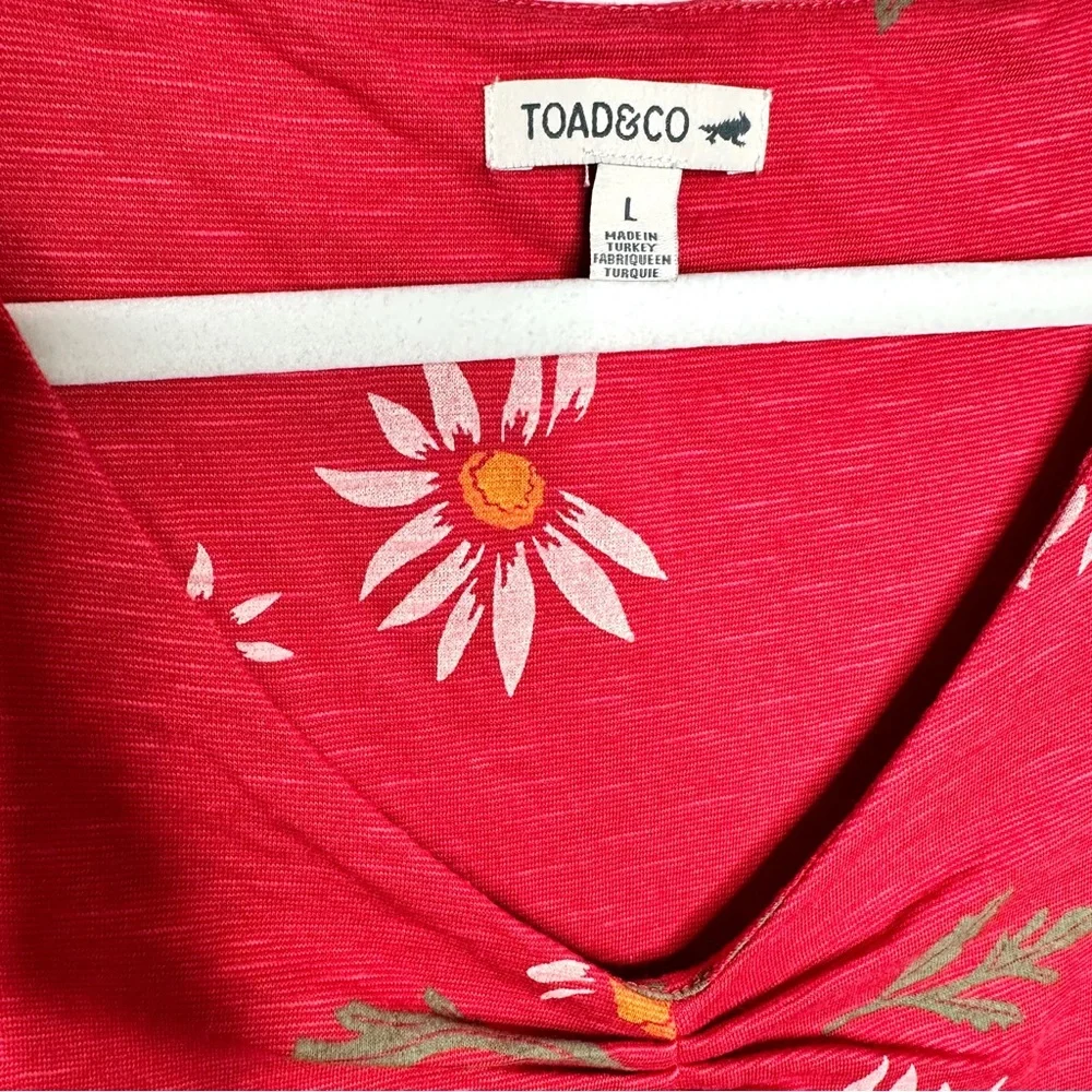 NEW Toad & Co Rosemarie Sleeveless Dress Red Daisy Floral Print Large - Picture 6 of 10